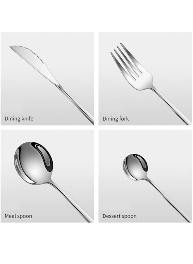 wowofa - 24-Piece Silverware Set, Stainless Steel Flatware Cutlery Set Eating Utensils for 6, Spoons Forks Knives for Home Kitchen, Tableware for Dinner, Simple Design & Mirror Finish, Dishwasher Safe - Image 1
