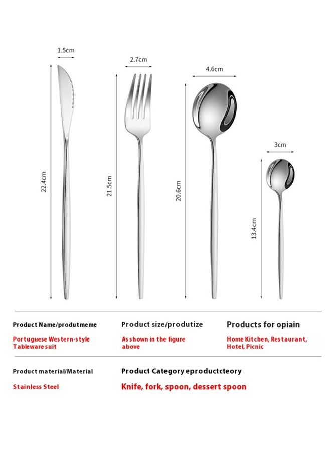 wowofa - 24-Piece Silverware Set, Stainless Steel Flatware Cutlery Set Eating Utensils for 6, Spoons Forks Knives for Home Kitchen, Tableware for Dinner, Simple Design & Mirror Finish, Dishwasher Safe - Image 1