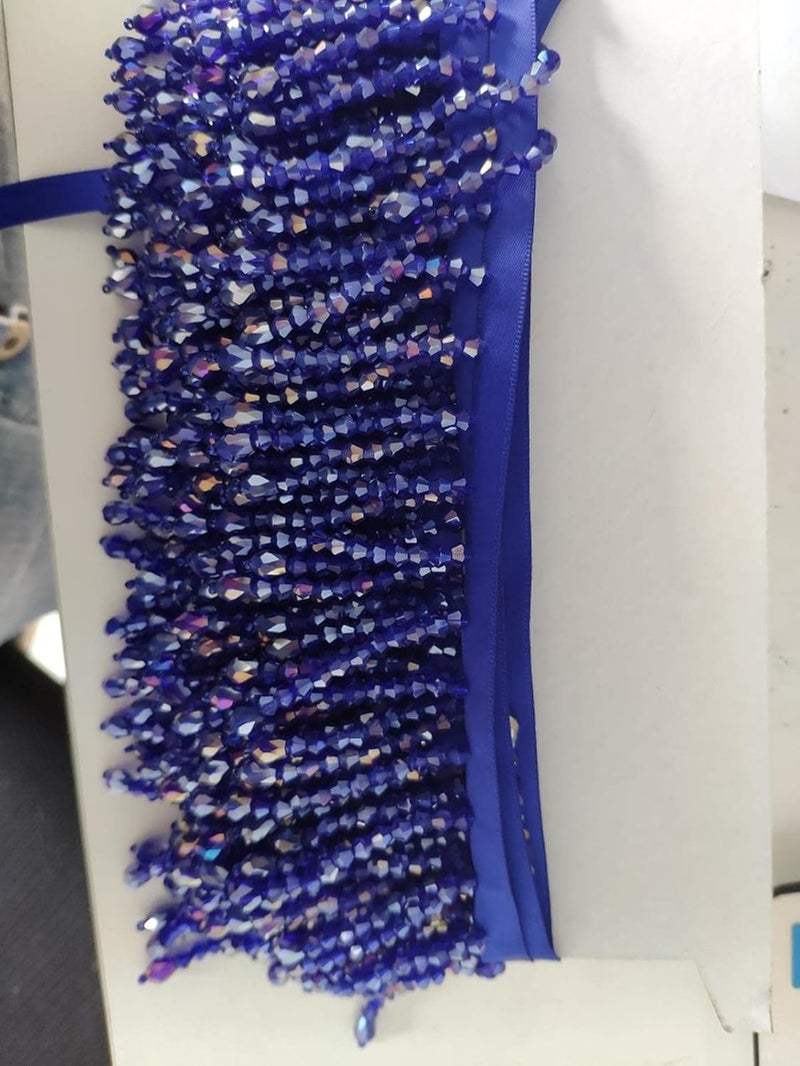 Fringe Trim,Handmade 5.5-6cm Wide Shiny Crystal Beads Beaded Fringe Dancewear Wedding Dress Costumes Fringe DIY Sewing Supplies,1 Yard(Iris Grape) - Image 2
