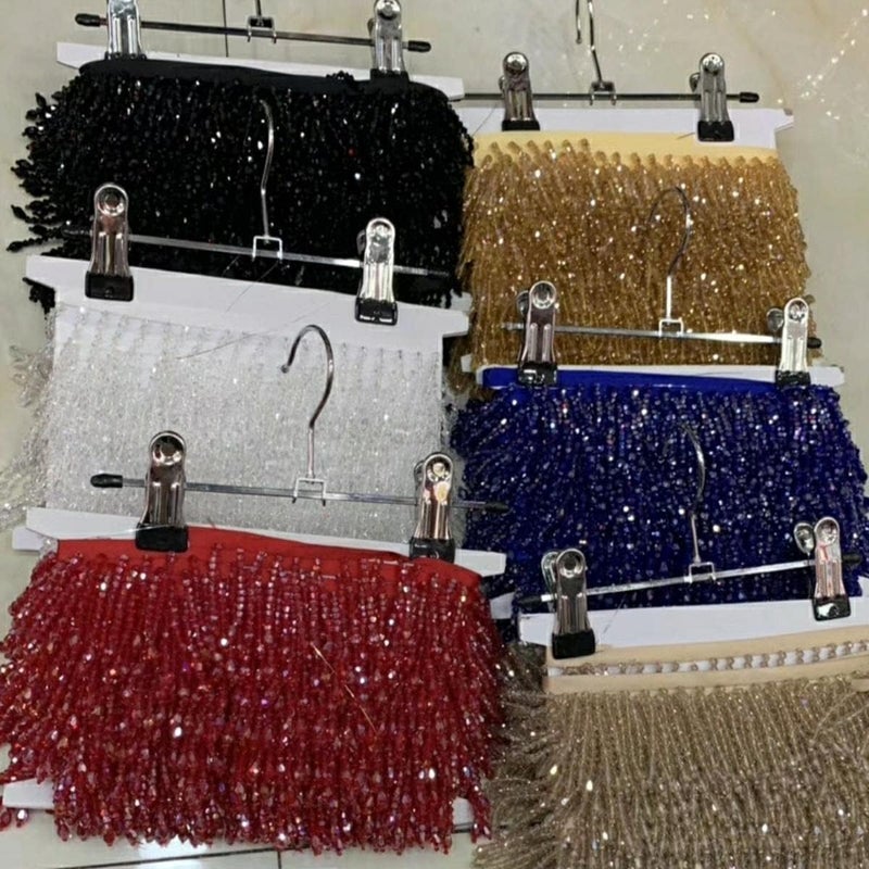 Fringe Trim,Handmade 5.5-6cm Wide Shiny Crystal Beads Beaded Fringe Dancewear Wedding Dress Costumes Fringe DIY Sewing Supplies,1 Yard(Iris Grape) - Image 3