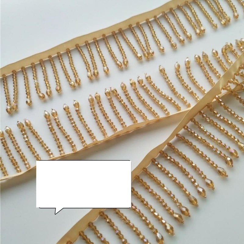 Fringe Trim,Handmade 5.5-6cm Wide Shiny Crystal Beads Beaded Fringe Dancewear Wedding Dress Costumes Fringe DIY Sewing Supplies,1 Yard(Iris Grape) - Image 5