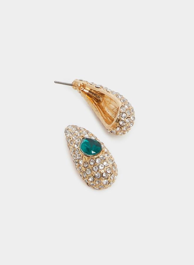 Styli Embellished Green Stone Earrings - Image 2