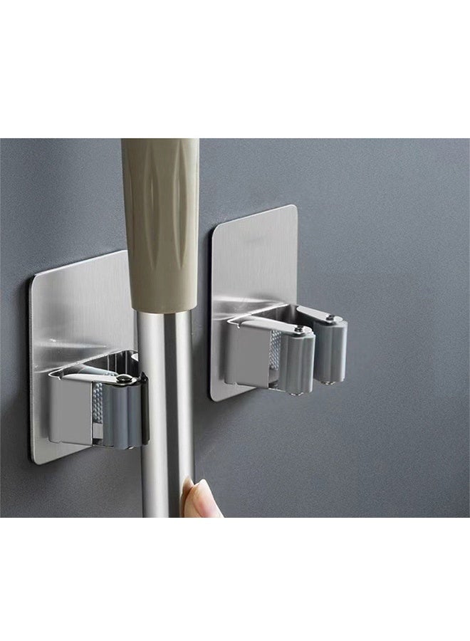 4 PCS Broom Holder Mop Holder, Broom and Mop Grippers, Self Adhesive and No Drilling Broom and Dustpan Hanger, Wall Mount Mops Rakes Holder for Home, Kitchen, Garden, Garage - Image 4