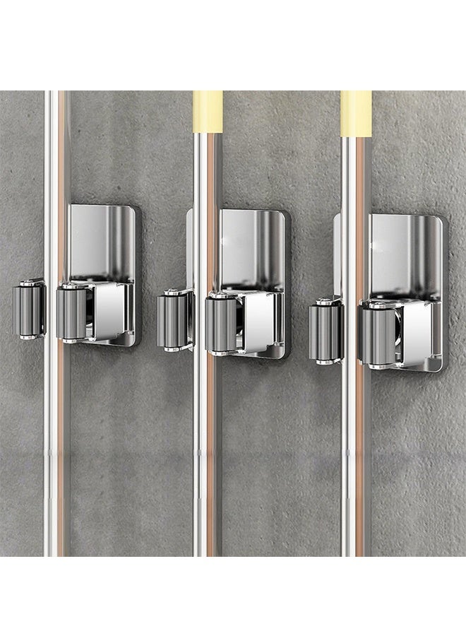 4 PCS Broom Holder Mop Holder, Broom and Mop Grippers, Self Adhesive and No Drilling Broom and Dustpan Hanger, Wall Mount Mops Rakes Holder for Home, Kitchen, Garden, Garage - Image 3