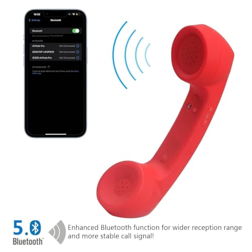 LIONSOUL Retro Phone Handset with Wireless Bluetooth and USB Handsets for Cell Phones Radiation-Proof Comfortable Call (Red) - Image 3