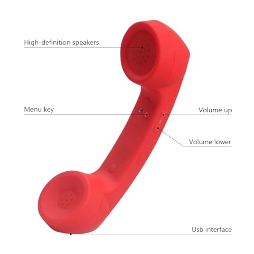 LIONSOUL Retro Phone Handset with Wireless Bluetooth and USB Handsets for Cell Phones Radiation-Proof Comfortable Call (Red) - Image 4