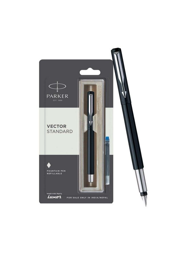 PARKER قلم حبر سائل فكتور قياسي | لون جسم أسود مع 1 خرطوشة حبر | هدايا فريدة للموظفين | مثالي للاستخدام في الشركات 