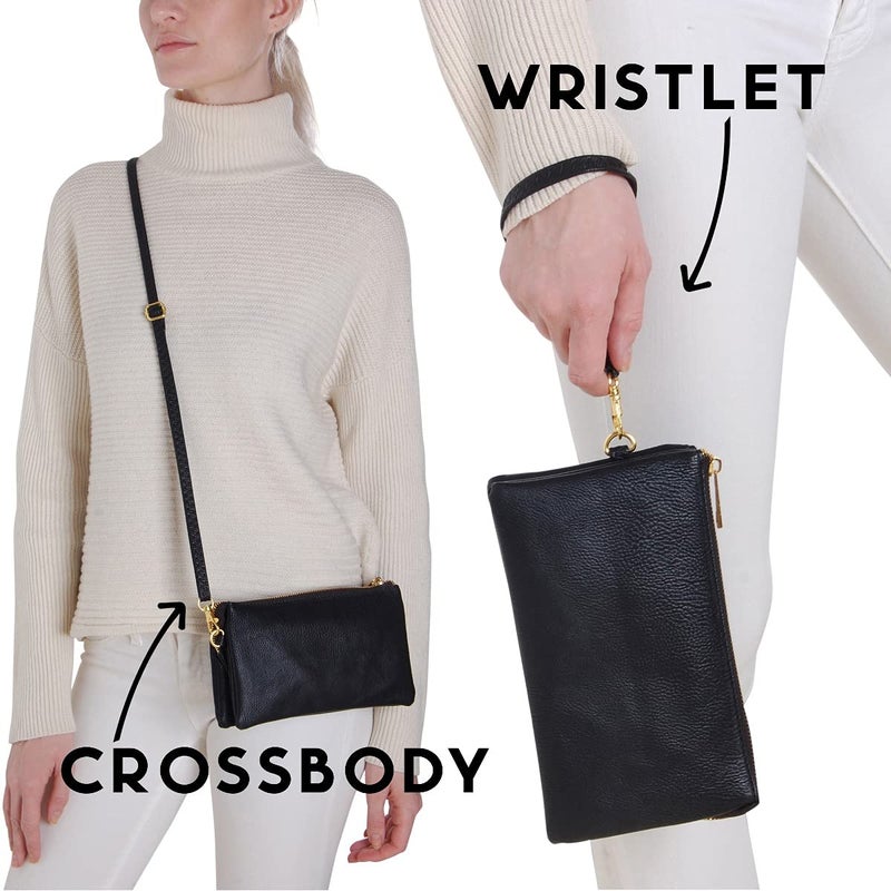 Humble Chic NY Small Vegan Leather Wristlet Clutch Purse - Crossbody Purse for Women with Wallet - Image 2