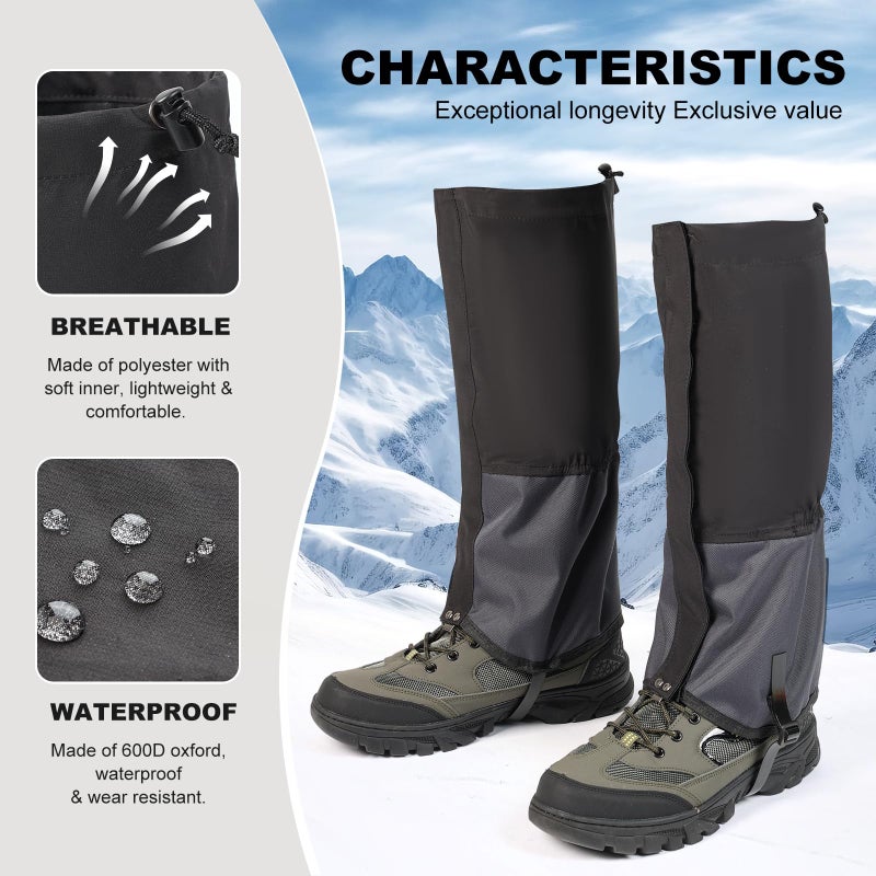 Uponauot Waterproof Gators for Hiking Boots Shoes 600D Oxford Adjustable Lower Leg Gaiters for Men Women Lightweight Hiking Gaiters for Hiking, Trail Running, Hunting, Walking, Mountain Climbing, Snowshoeing - Image 2