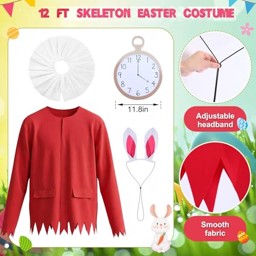 Cozypower 12 ft Skeleton Easter Outfit Set Giant Sized Bunny Costume Accessories Big Clothing for 12 Ft Skeleton Yard Garden Lawn Outdoor Party Decor - Image 2