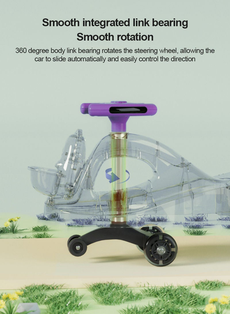 YES!TWOGO سكوتر ديناصور تويست كار للأطفال بعجلات هادئة وتصميم مضاد للانقلاب، لعبة ممتعة وملونة مع موسيقى وأضواء - Image 3