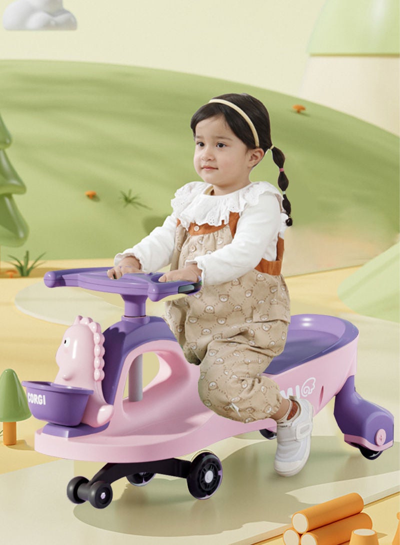 YES!TWOGO سكوتر ديناصور تويست كار للأطفال بعجلات هادئة وتصميم مضاد للانقلاب، لعبة ممتعة وملونة مع موسيقى وأضواء - Image 2