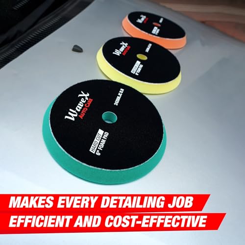 Wavex 6-Inch Hard Cut Foam Pad for Car | Low Profile 20mm Design for Extreme Performance | High-Density Foam for Aggressive Cutting | Compatible with DA & Rotary Polisher | Machine Washable & Reusable - Image 3