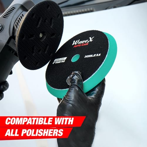 Wavex 6-Inch Hard Cut Foam Pad for Car | Low Profile 20mm Design for Extreme Performance | High-Density Foam for Aggressive Cutting | Compatible with DA & Rotary Polisher | Machine Washable & Reusable - Image 4