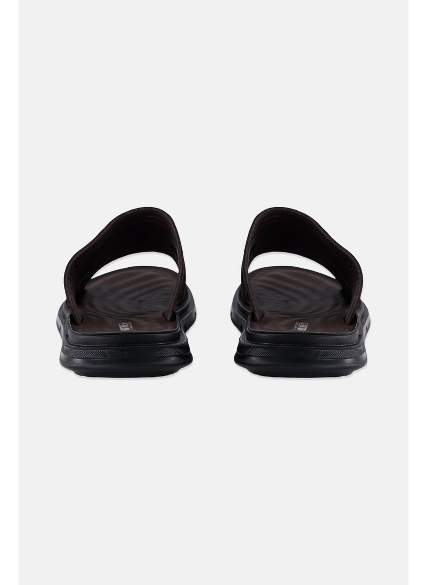 Xti Men Leather Upper Slip On Sandals, Dark Brown  - Image 2