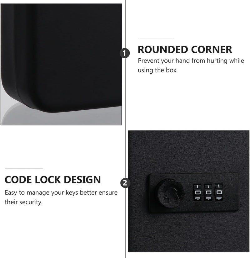 Wall Mounted Key Box Slots Code Lock Storage Organizer for Home Schools Hospitals Car Dealerships Property Managers Repair Shops Black Security Cabinet - Image 4