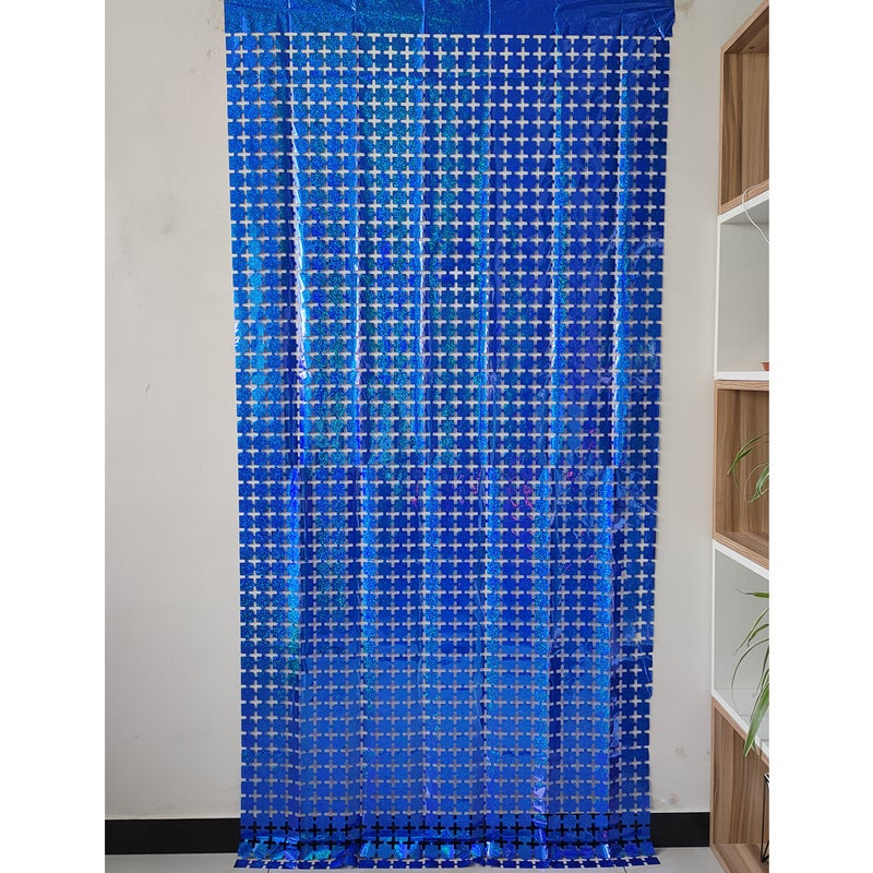Golden Laser Square Curtain Party Decor Blue 1*2m 