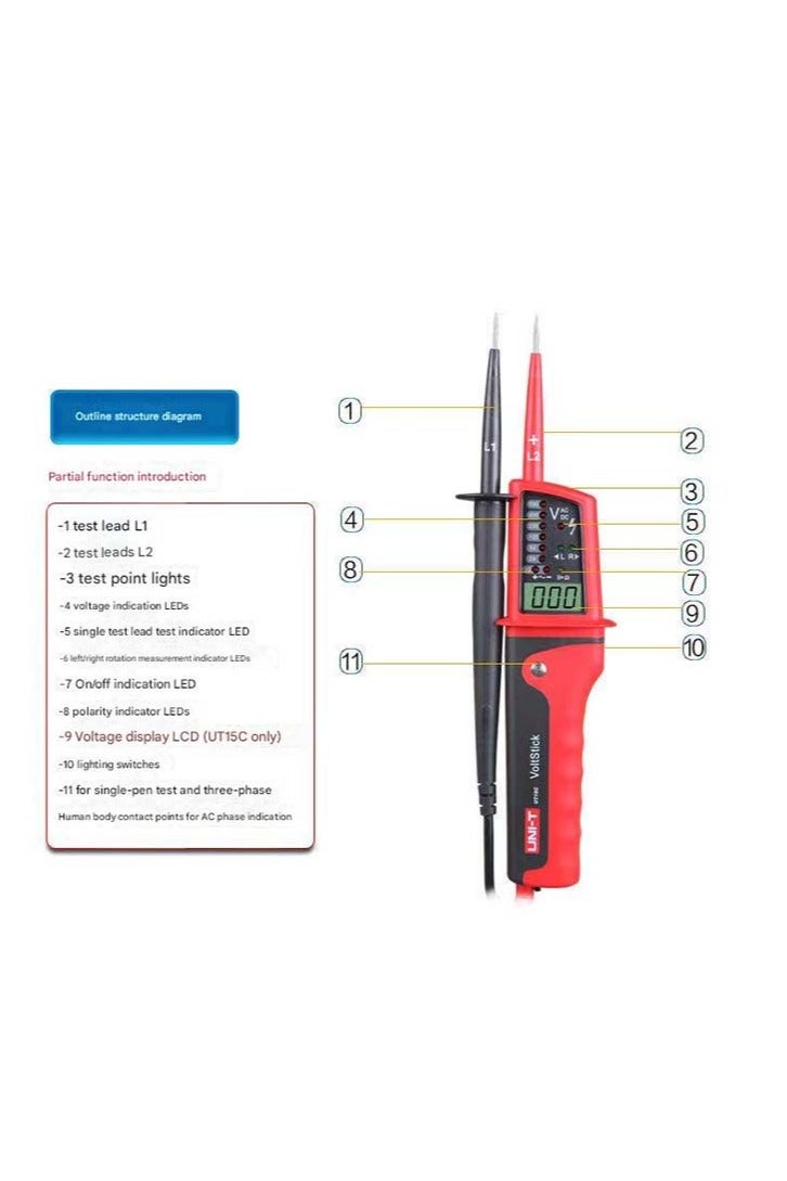 UniT UNI-T UT15C Waterproof Voltage Tester AC/DC Voltage Detection Multimeter High Precision Electronic Diagnostic Tool LCD Display - Image 3