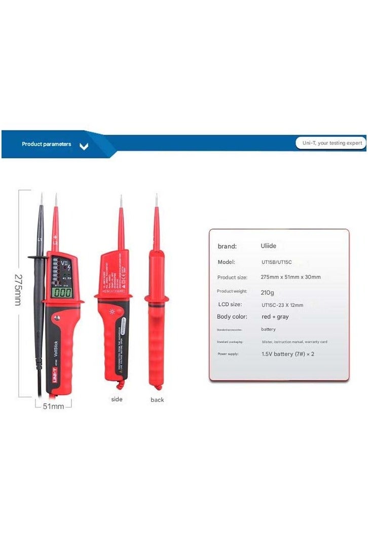 UniT UNI-T UT15C Waterproof Voltage Tester AC/DC Voltage Detection Multimeter High Precision Electronic Diagnostic Tool LCD Display - Image 2