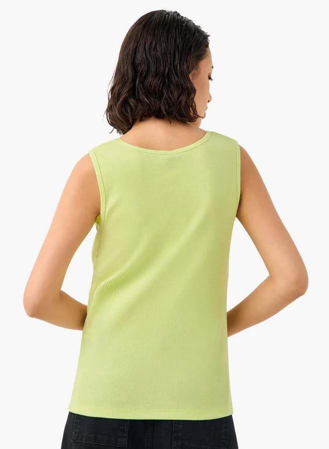 Splash FAV Ribbed Round Neck Sleeveless Tank Top