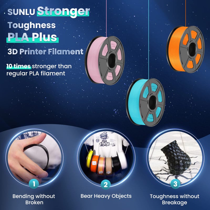 Sunlu خيوط طابعة ثلاثية الأبعاد SUNLU PLA Plus 1.75 مم، خيوط PLA مرتبة من SUNLU 1.75 مم PRO، خيوط PLA+ لمعظم طابعات FDM ثلاثية الأبعاد، دقة الأبعاد +/- 0.02 مم، بكرة 1 كجم (2.2 رطل)، شفافة - Image 5