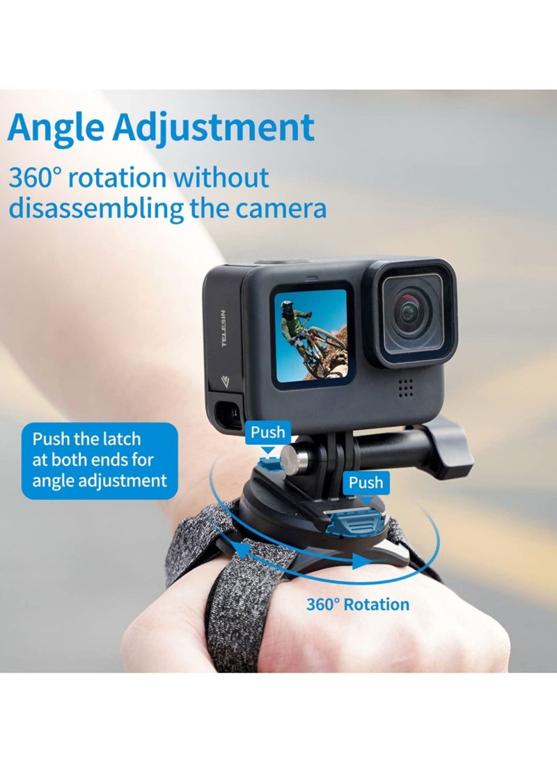 TELESIN - 360 Rotation Arm Plam Ankle Mount Band Holder Cycling Mount for GoPro Max Hero 11 10 9 8 7 6 5 Insta360 One R X2 Go2 DJI Osmo Action 2 Camera Accessories - Image 1