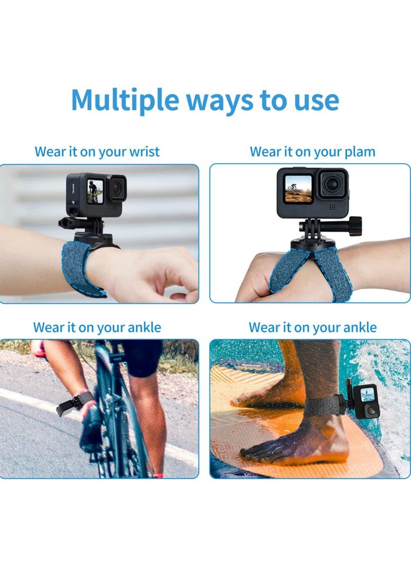 TELESIN - 360 Rotation Arm Plam Ankle Mount Band Holder Cycling Mount for GoPro Max Hero 11 10 9 8 7 6 5 Insta360 One R X2 Go2 DJI Osmo Action 2 Camera Accessories - Image 1