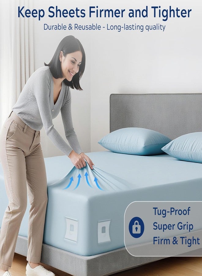 Pepisk Bed Sheet Holder, 4 Pack Lock Sheet Holders, Secure Bed Sheets Firmly in Place, Bed Sheet Locks Sheet Holders for Bed Corners, Universal Fit King, Queen, Twin Sized Beds - Image 3