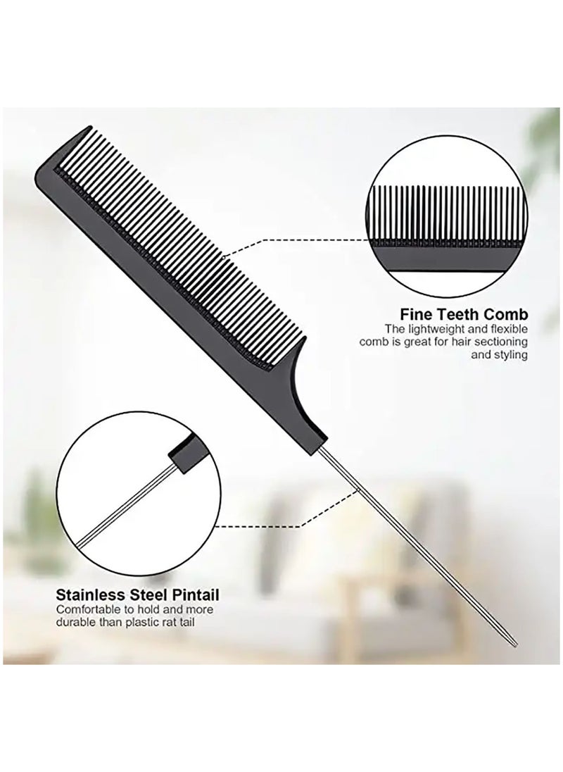 Generic 3 Piece Hair Brush Comb Set Tease Comb Edge Brush Suitable For Women and Girls Hair Black  - Image 4