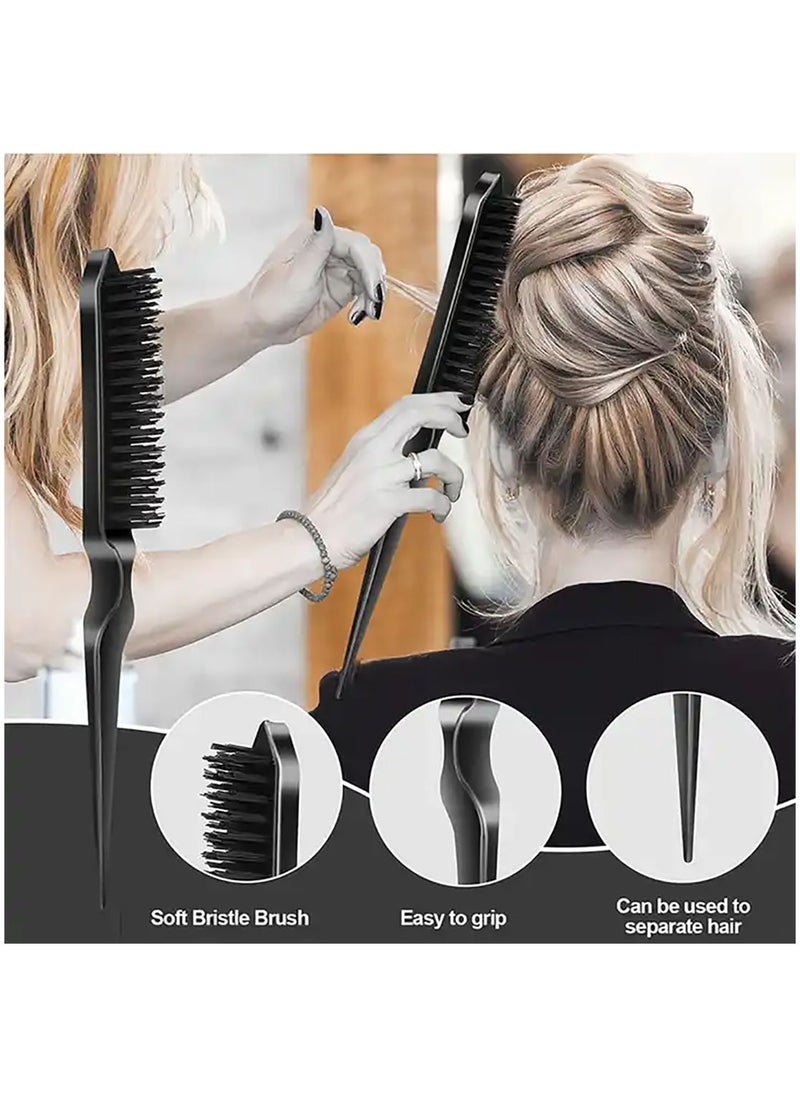 Generic 3 Piece Hair Brush Comb Set Tease Comb Edge Brush Suitable For Women and Girls Hair Black  - Image 5