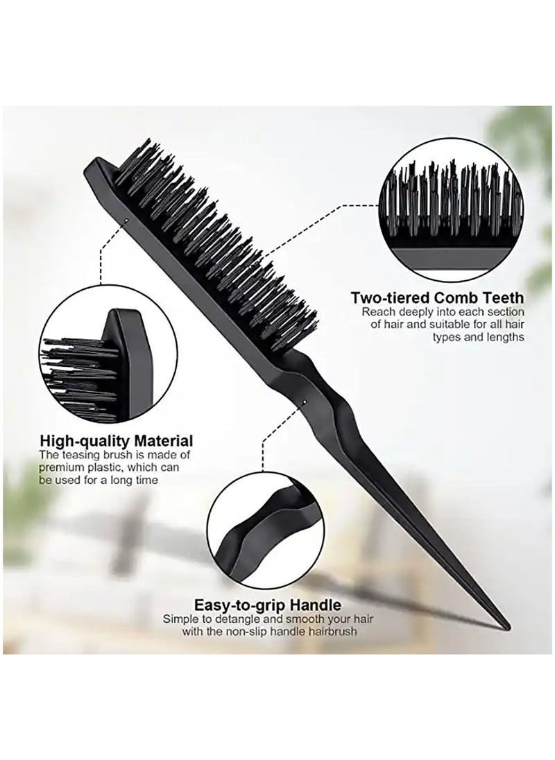 Generic 3 Piece Hair Brush Comb Set Tease Comb Edge Brush Suitable For Women and Girls Hair Black  - Image 2
