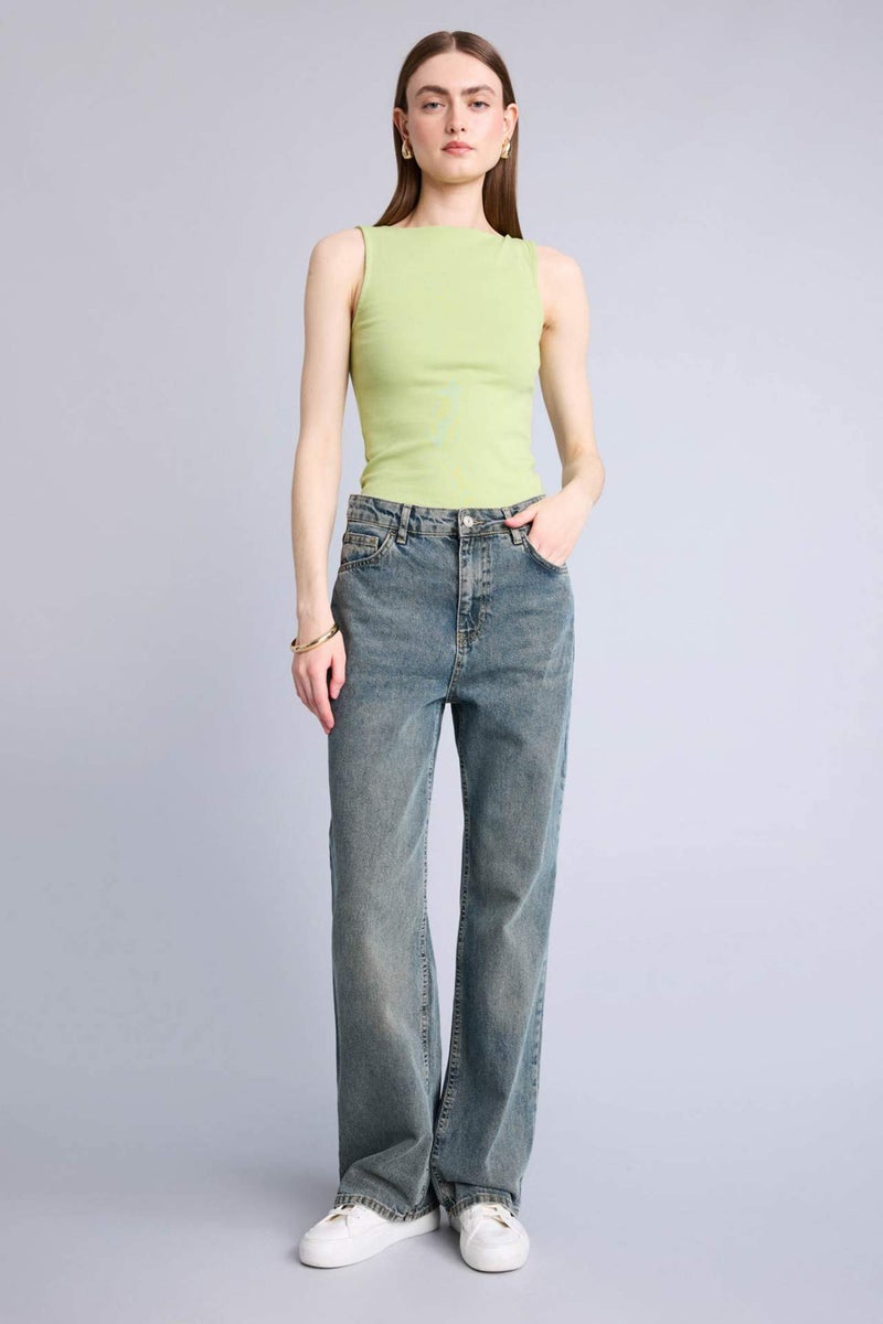 DeFacto Slim Fit Ribana Boat Collar Tank Top - Image 2
