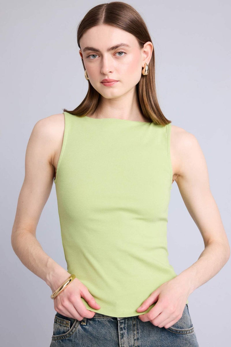 DeFacto Slim Fit Ribana Boat Collar Tank Top - Image 3