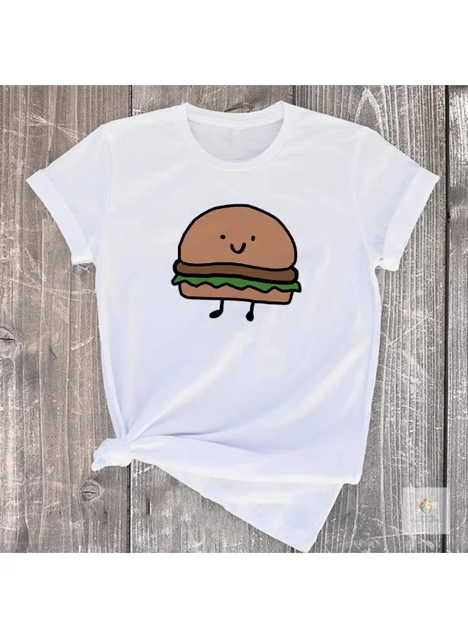 Matching Family Outfits  Burger & Fries Printed White Cotton T-Shirt for Mother and Son | Matching Family Outfit | Mother–Baby Combo | Funny Round Neck Casual Wear Tee  | Best Price UAE