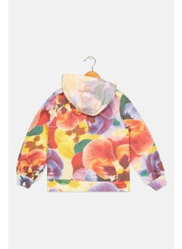 Chaser Kids Girl Floral Print Long Sleeves Hoodies, Yellow Combo  - Image 2