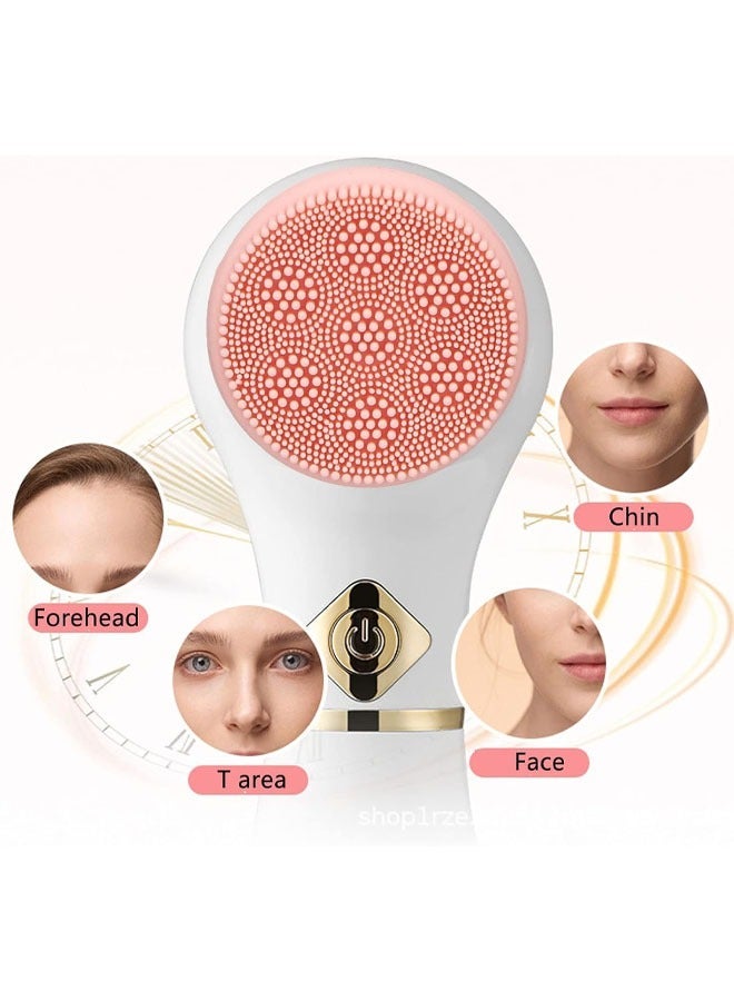 Generic Safe Silicone Material Electric Facial Cleanser,Suitable for Deep Cleansing of Various Skin Types,As a Gift for Girlfriends/Mothers,For Daily Facial Cleaning/Travel(White Upgrade & Three Brush Heads)  - Image 2