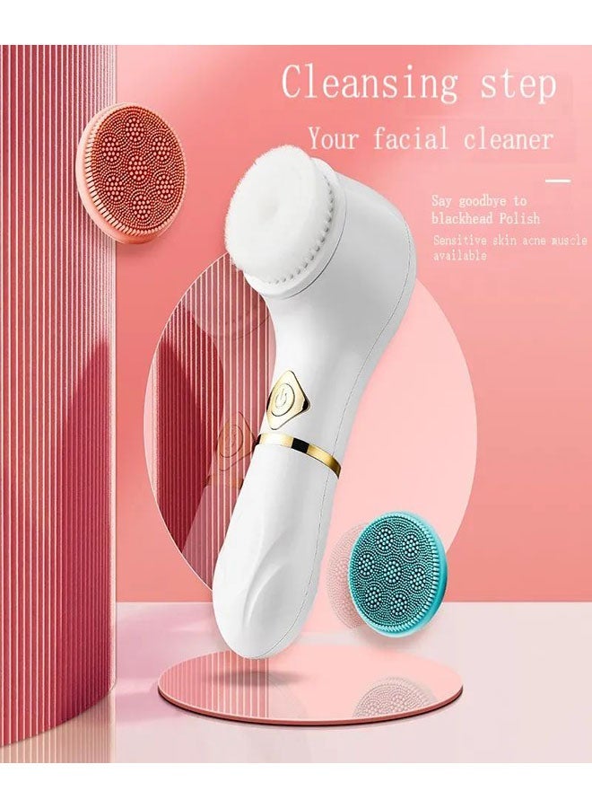 Generic Safe Silicone Material Electric Facial Cleanser,Suitable for Deep Cleansing of Various Skin Types,As a Gift for Girlfriends/Mothers,For Daily Facial Cleaning/Travel(White Upgrade & Three Brush Heads)  - Image 3