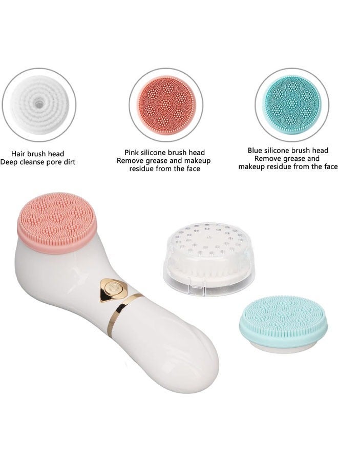 Generic Safe Silicone Material Electric Facial Cleanser,Suitable for Deep Cleansing of Various Skin Types,As a Gift for Girlfriends/Mothers,For Daily Facial Cleaning/Travel(White Upgrade & Three Brush Heads)  - Image 5