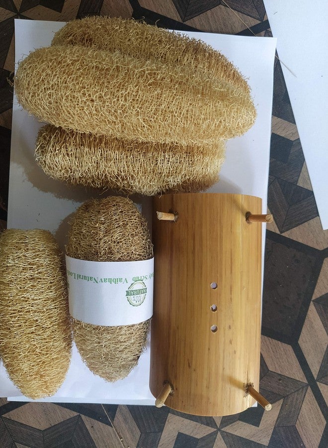Vaibhav VVOS® 100% Natural Loofah Set - 8 Pieces with Bamboo Loofah Stand | Eco-Friendly Bath Scrubber | Natural Exfoliating Loofah Experience - Image 3