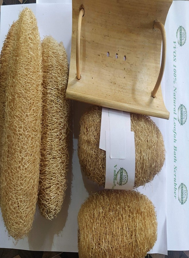 Vaibhav VVOS® 100% Natural Loofah Set - 8 Pieces with Bamboo Loofah Stand | Eco-Friendly Bath Scrubber | Natural Exfoliating Loofah Experience - Image 1