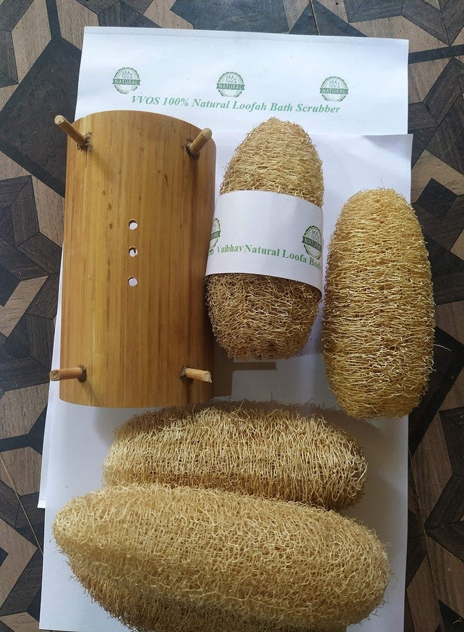 Vaibhav VVOS® 100% Natural Loofah Set - 8 Pieces with Bamboo Loofah Stand | Eco-Friendly Bath Scrubber | Natural Exfoliating Loofah Experience - Image 4