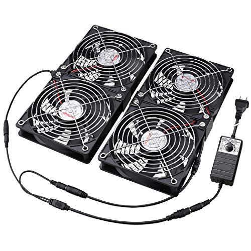 Wathai 4 x 120mm GPU Mining Rigs Server Racks Fan with 100V - 240V AC Power Variable Speed Control, Big Airflow for DIY Cooling and Ventilation AV Cabinets, TVs Routers. Audio Amplifier, Refrigerator - Image 1