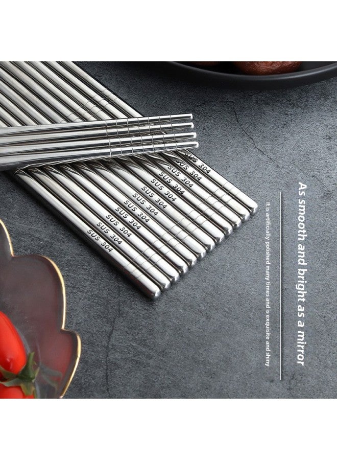 304 Stainless Steel Chopsticks High Temperature Resistant Chopsticks Commercial Non-slip Stainless Steel Household Chopsticks Set-Specifications:10 Pairs Of Black Card Plastic Bag (6 Ring 304 Chopsticks)  - Image 4