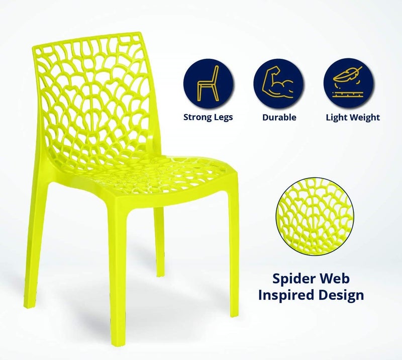 Binani Web Dining/Cafeteria/Designer Armless Heavy Duty Plastic Chair for Home,Office and Garden (Set of 1Pc, Mustard Yellow) - Image 4
