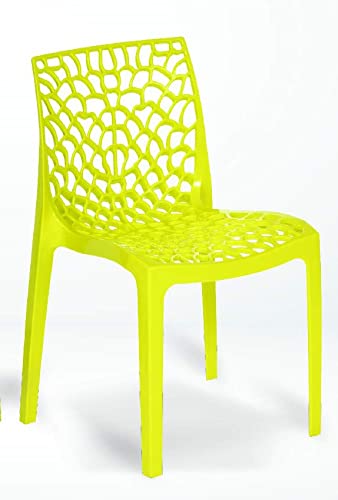 Binani Web Dining/Cafeteria/Designer Armless Heavy Duty Plastic Chair for Home,Office and Garden (Set of 1Pc, Mustard Yellow) - Image 1