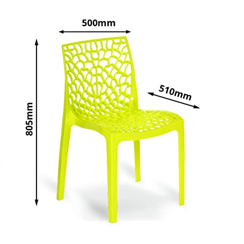 Binani Web Dining/Cafeteria/Designer Armless Heavy Duty Plastic Chair for Home,Office and Garden (Set of 1Pc, Mustard Yellow) - Image 2