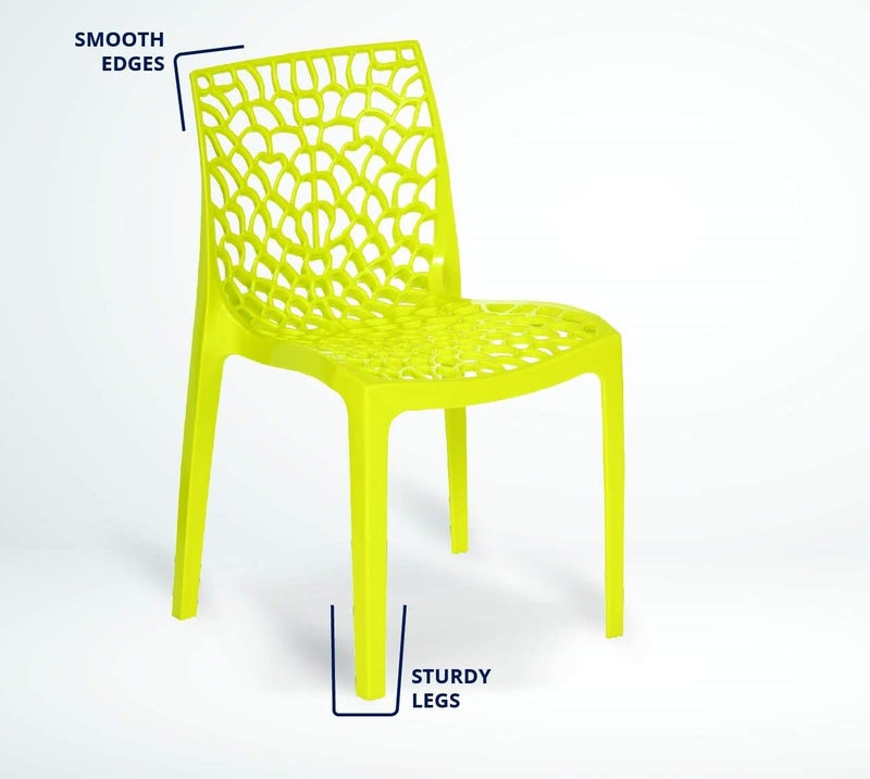 Binani Web Dining/Cafeteria/Designer Armless Heavy Duty Plastic Chair for Home,Office and Garden (Set of 1Pc, Mustard Yellow) - Image 3