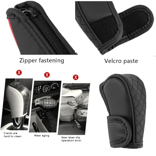 Cxtiy Gear Shift Knob Cover PU Leather Car Stick Shift Knob Cover Universal Fit for Most Cars, Non-Slip Gear Shifter Protector, Stylish Gear Shift Hoodie (Black) - Image 5