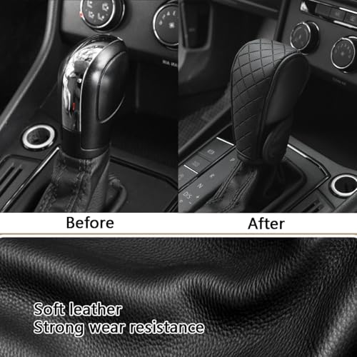 Cxtiy Gear Shift Knob Cover PU Leather Car Stick Shift Knob Cover Universal Fit for Most Cars, Non-Slip Gear Shifter Protector, Stylish Gear Shift Hoodie (Black) - Image 3