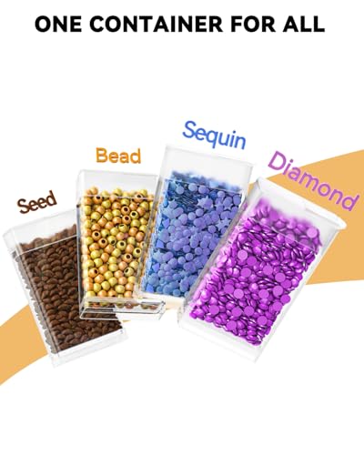 ARTDOT 2 Pack Diamond Painting Storage Containers with 70 Rectangle Grids, Bead Organizer Box Stackable Assembly Design for Crafts Storage Accessories, Art Beads, Seeds - Image 3